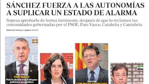 Las portadas de los periódicos de este sábado 24 de octubre
