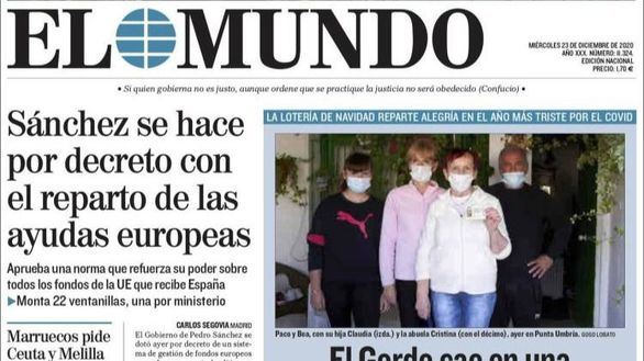 Las portadas de los periódicos de este miércoles 23 de diciembre