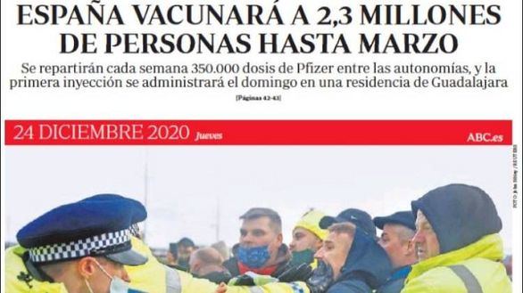 Las portadas de los periódicos de este jueves 24 de diciembre