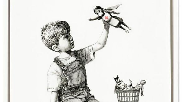 Vendida por casi 20 millones de euros una obra de Banksy dedicada a los sanitarios