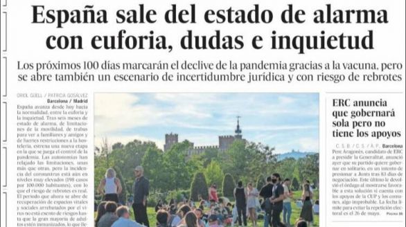 Las portadas de los periódicos de este domingo 9 de mayo