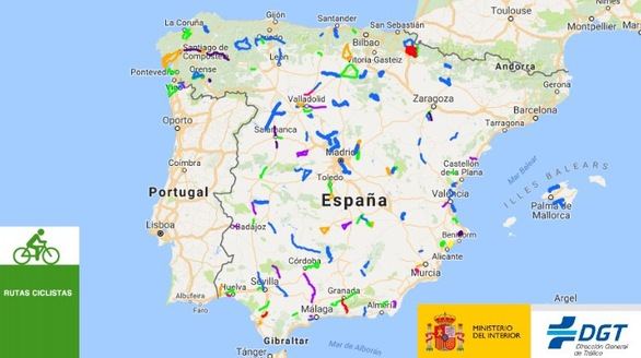 La DGT diseña un mapa de rutas ciclistas protegidas con 138 itinerarios