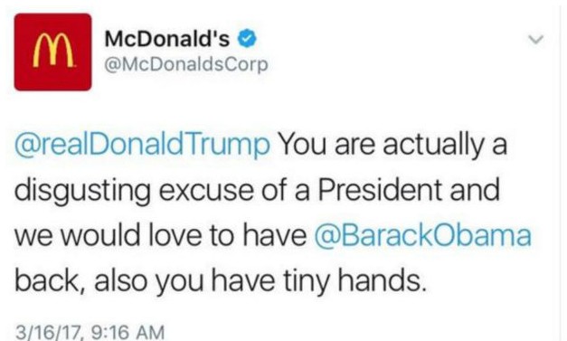 Los tuits del día. McDonald's insulta a Trump en su cuenta de Twitter