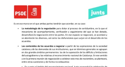 DOCUMENTO | Acuerdo de PSOE y Junts sobre la ley de amnistía | El Imparcial
