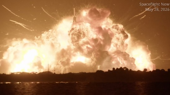 Impresionante explosión de un cohete de Blue Origin durante una prueba