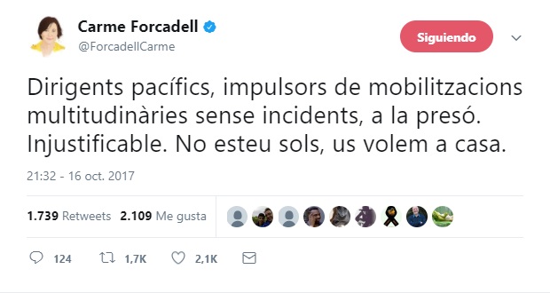 Reacciones | Puigdemont: "Tenemos de nuevo presos políticos"