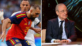 A la izquierda, momento del partido amistoso entre España e Irak. (Foto: RTVE) A la derecha, Florentino Pérez durante su entrevista en 'Horizonte'. (Foto: Cuatro)