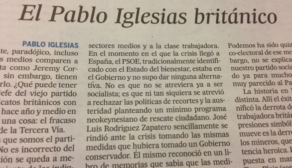 Pablo Iglesias bautiza con humildad al nuevo líder laborista