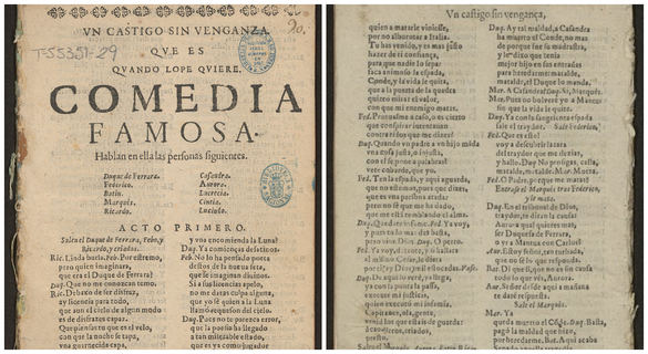 Hallada una copia pirata de El castigo sin venganza , la última tragedia de Lope de Vega