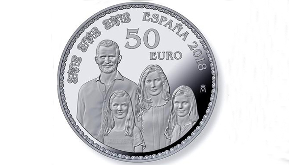 Las seis monedas que conmemoran el 50 cumpleaños de Felipe VI