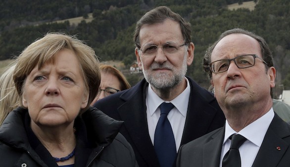 Hollande, Rajoy y Merkel homenajean a las víctimas en los Alpes
