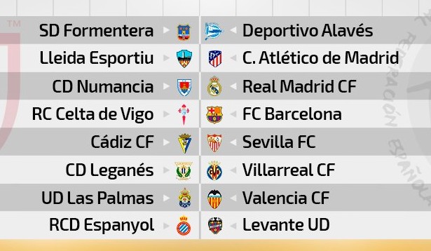 Estos son los emparejamientos de octavos de la Copa del Rey