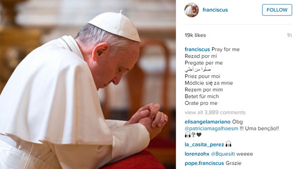El papa Francisco se estrena también como instagramer