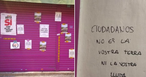 Los independentistas atacan el comercio de los padres de Rivera