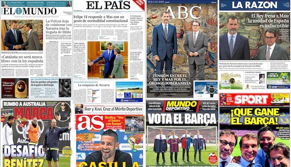 Revista de prensa: Distintas formas de interpretar la foto del Rey con Mas