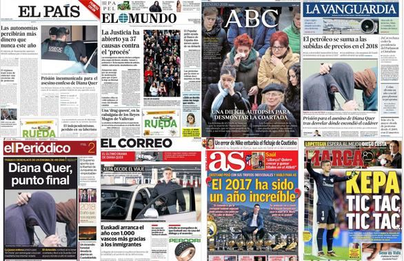 Diana Quer y el 'procés', en las primeras portadas de 2018