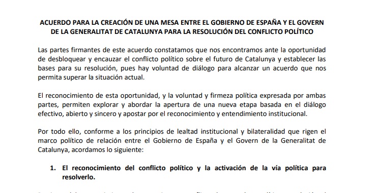 Texto íntegro del acuerdo de ERC y PSOE