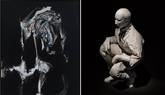 A la izquierda 'Anza', de Antonio Saura, y a la derecha 'Kneeling figure', de Juan Muñoz. Fotos. Iberdrola