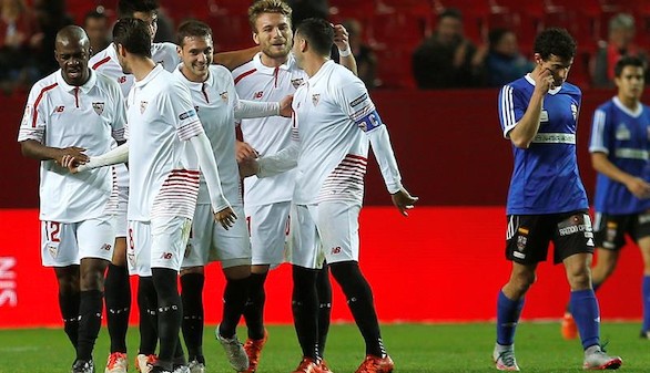 El Sevilla solventa el trámite ante un digno Logroñés y solo mira ya al derbi |2-0
