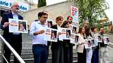 La ministra de Sanidad, Mónica García (c) junto con las formaciones de SUMAR, Podemos, ERC, Bildu y BNG muestra su apoyo al Decreto Maricarmen.