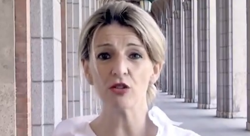 Yolanda Díaz, primera ministra de Trabajo en una man ifestación del 1 de mayo