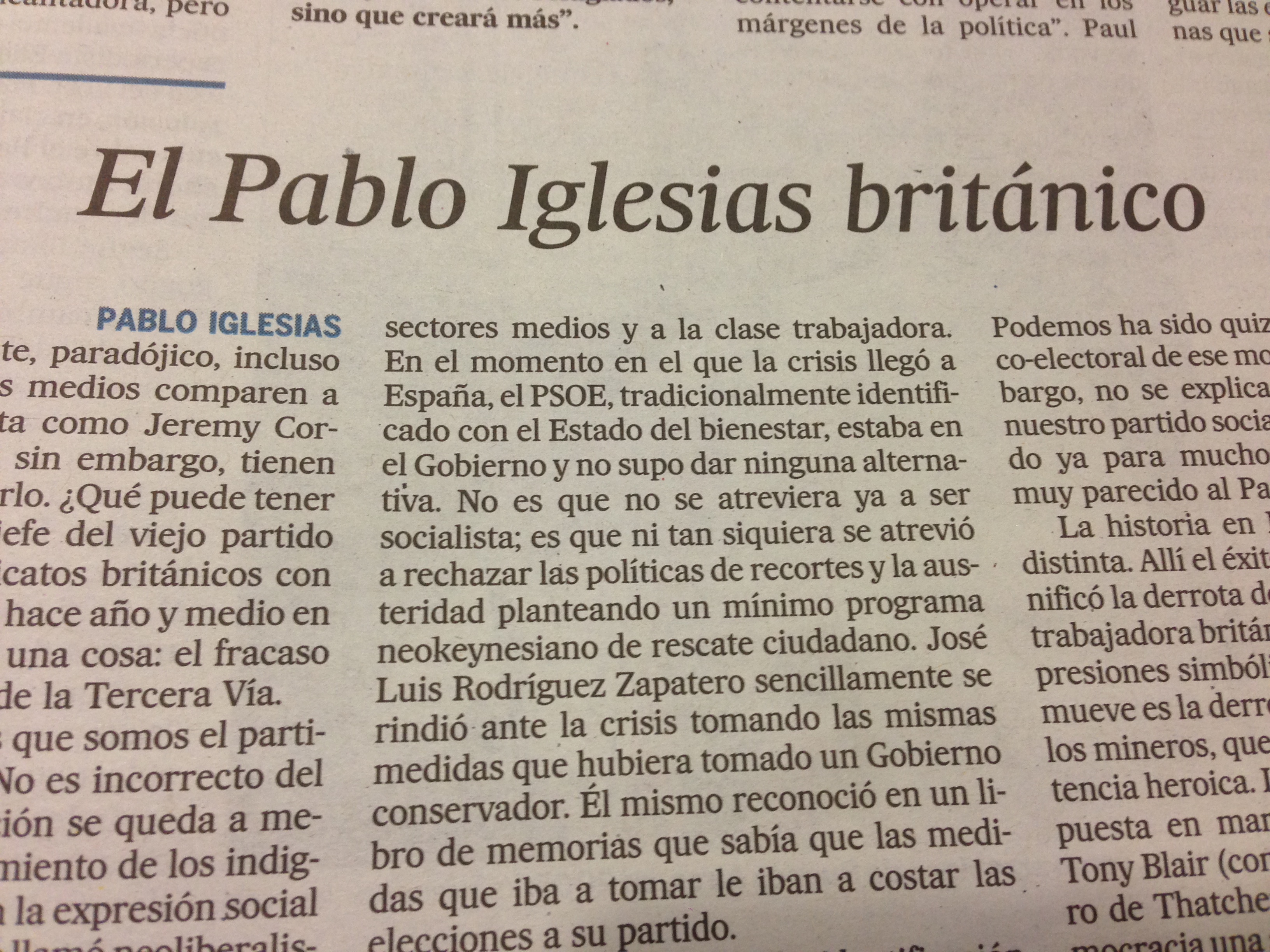 Tribuna de Pablo Iglesias en 'El País'.