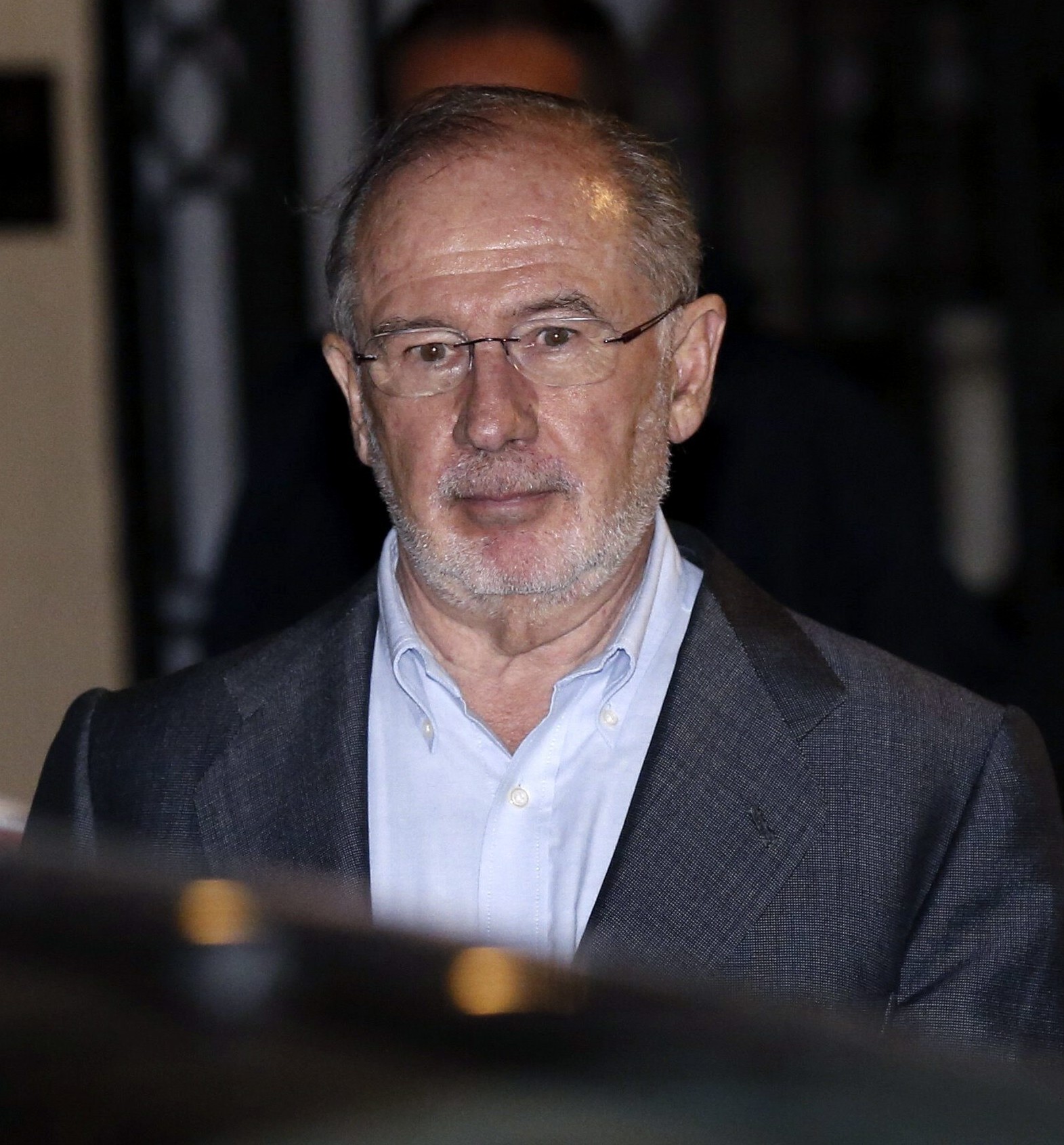 Rodrigo Rato, a la salida de su despacho este jueves tras quedar en libertad. Efe
