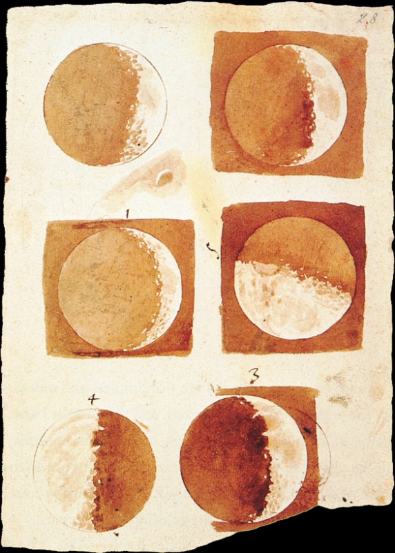 Ilustración elaborada por Galileo sobre las fases lunares | Wikimedia Commons