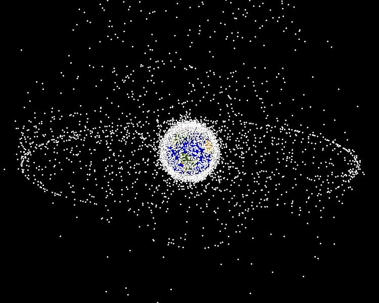 Imagen generada por ordenador de los objetos humanos que orbitan la Tierra. Aproximadamente el 95 % son basura espacial | Fuente: NASA