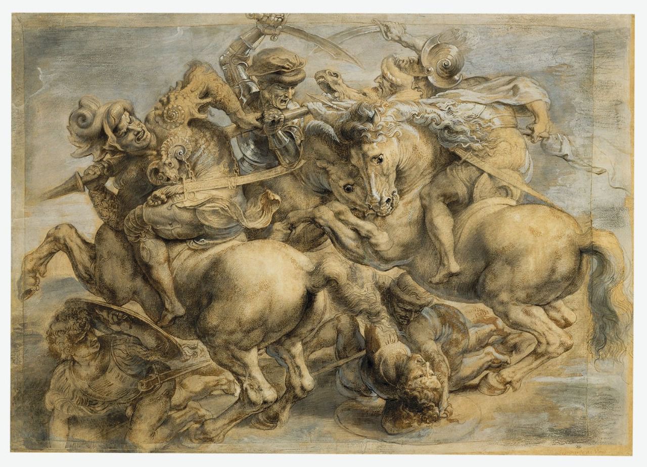 Copia de Rubens del boceto de Da Vinci de La batalla de Anghiari