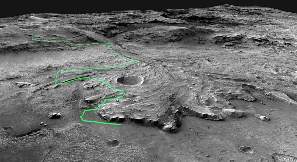 Previsible recorrido que seguirá el Perseverance en su travesía por Marte | NASA/JPL-Caltech