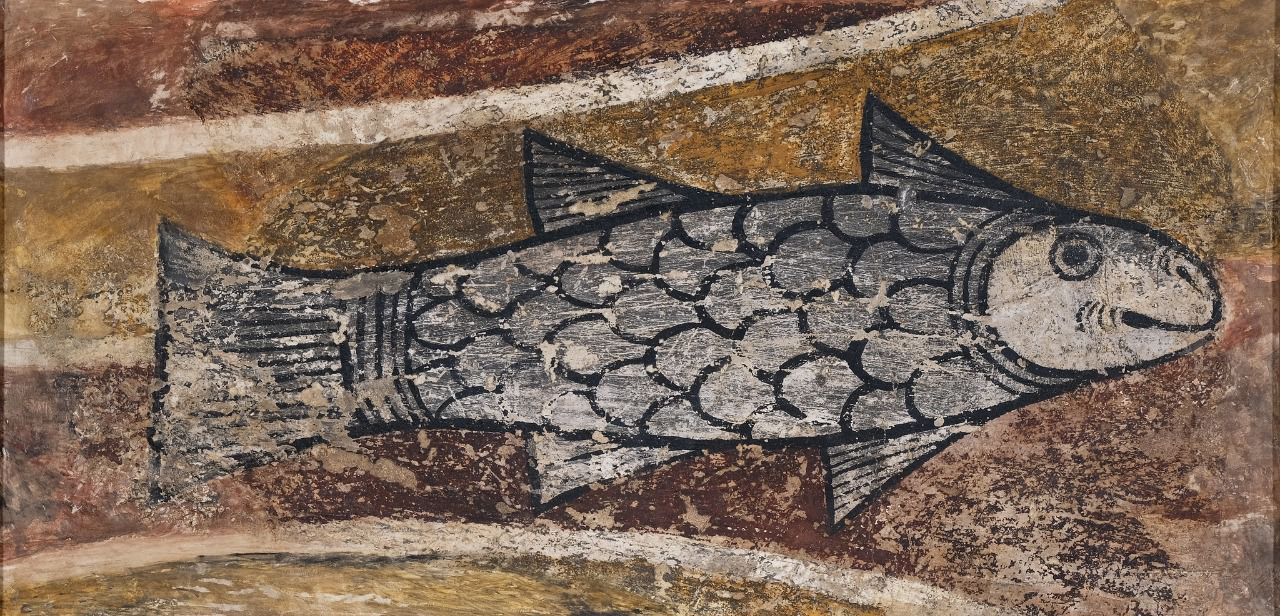 Representación de un pez en la iglesia de San Lorenzo de Isavarre. Foto: Juan Antonio Olañeta