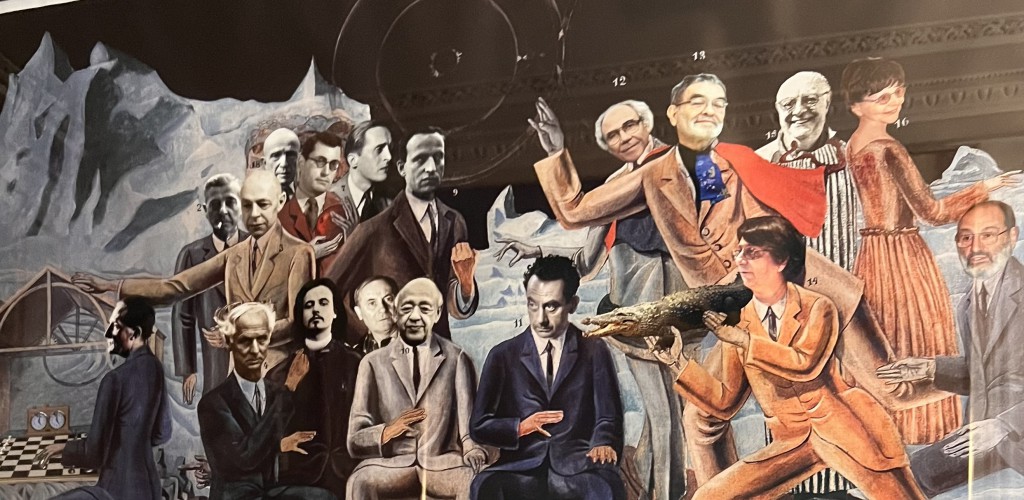 «Montaje fotográfico de 2014 de Cristelle Jacob y y mío en homenaje a «Au rendez-vous des amis» cuadro al óleo de 130 cm x 195 cm, pintado en 1922 por Max Ernst (Museo Ludwig, Colonia)».
