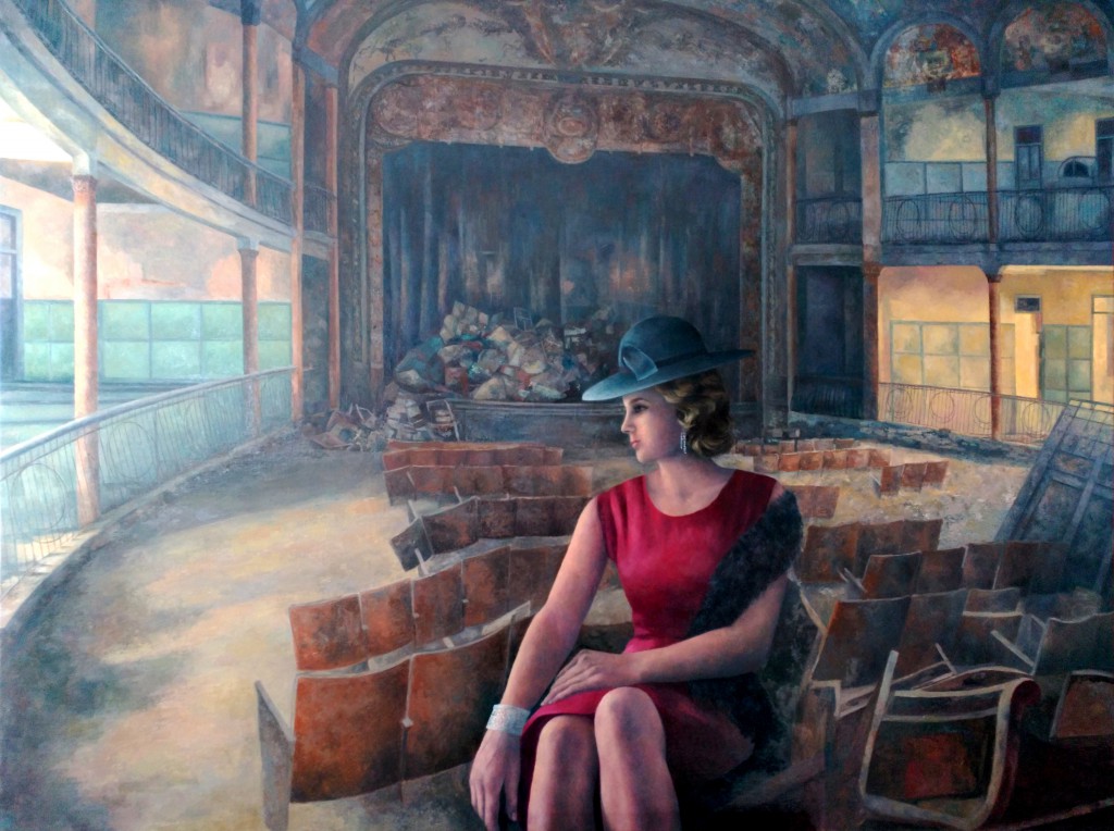 Barbara Hutton en el Gran Teatro Cervantes de Tánger. Óleo sobre lienzo (2015-1016)