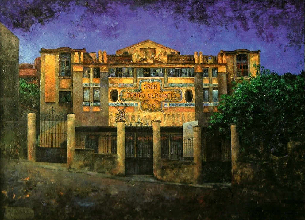 Noche en el Teatro cervantes de Tánger. Óleo sobre lienzo (2001)