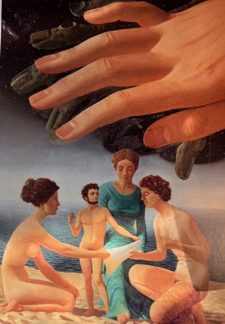 Cuadro al óleo de Rafael García Crespo boceto de Arrabal 195 cm x 130cm