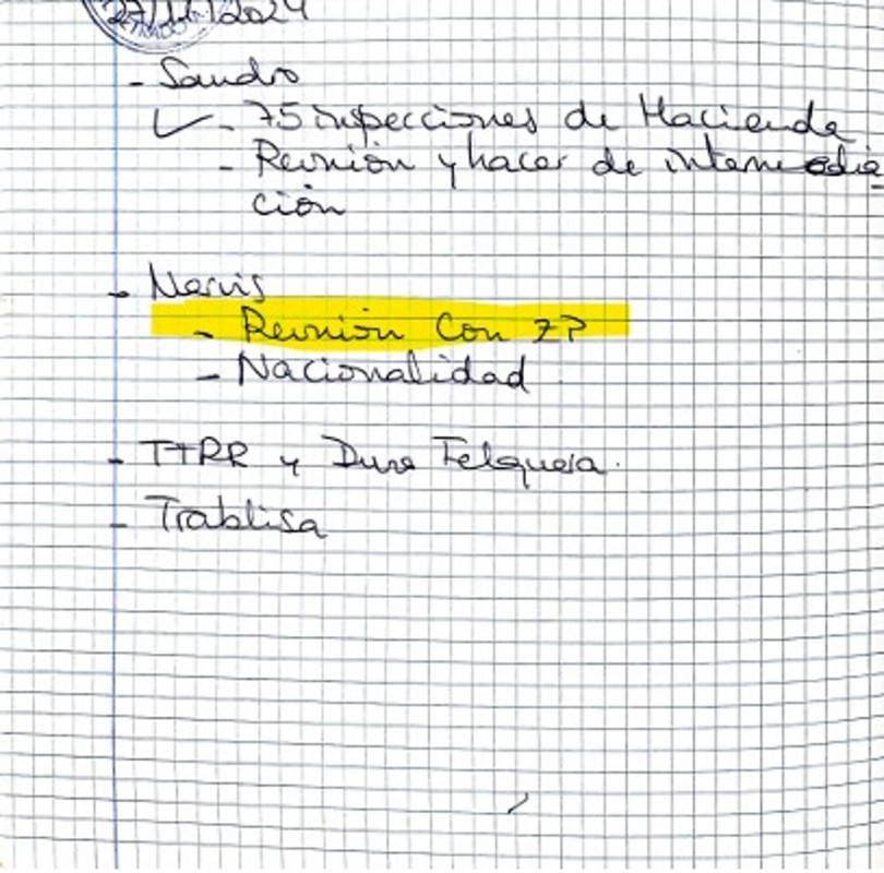 Captura de uno de los documentos del sumario que instruye el juez de la Audiencia Nacional Santiago Pedraz. Foto: Efe