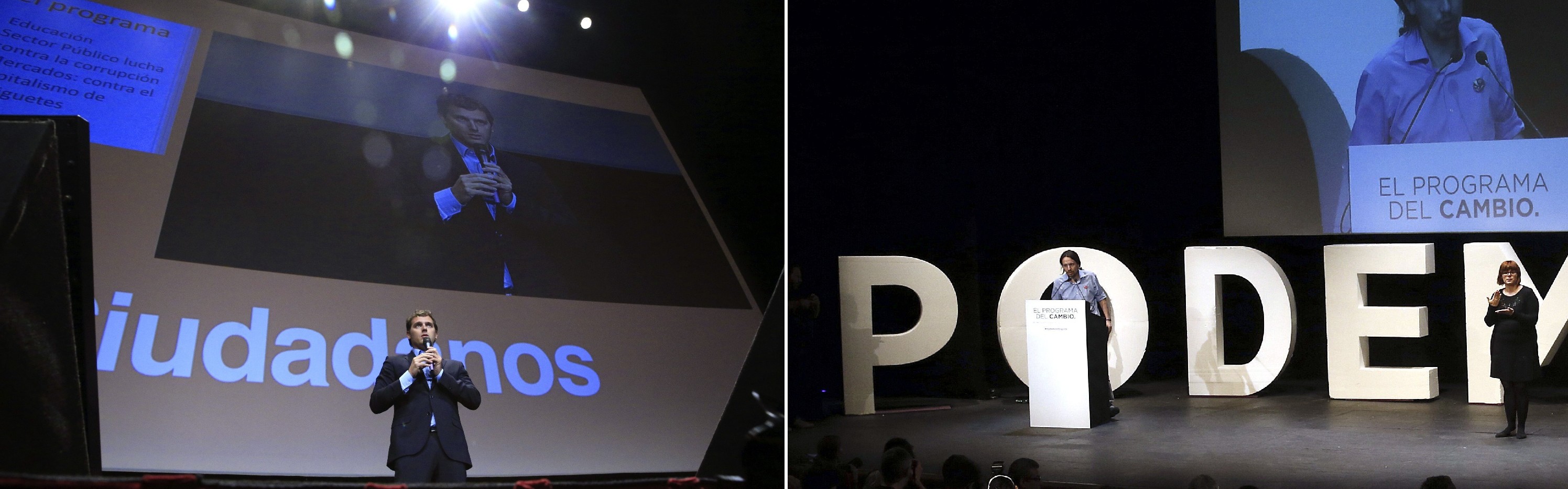 Rivera e Iglesias, en la presentación de sus programas. Efe