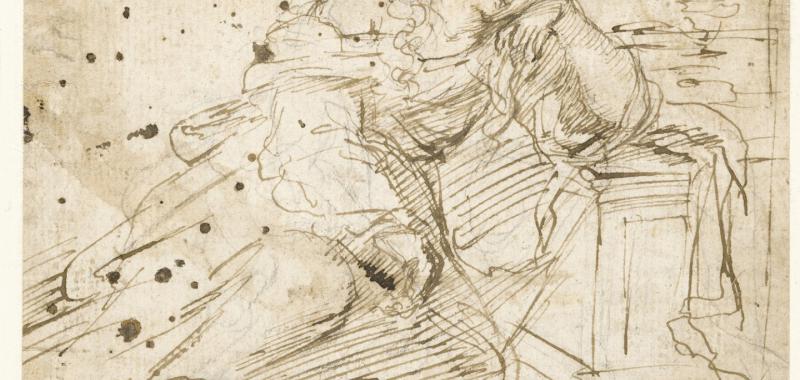  Estudio de Magdalena dormida sobre el sepulcro vacío de Cristo 