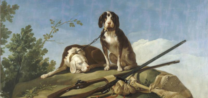 Perros en traílla, Goya