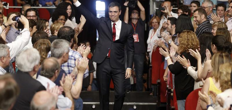 Pedro Sánchez durante su proclamación como candidato.
