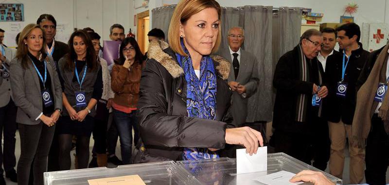 La presidenta del PP de Castilla-La Mancha y cabeza de lista al Congreso por Toledo, María Dolores de Cospedal