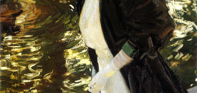 Clotilde paseando en los jardines de La Granja