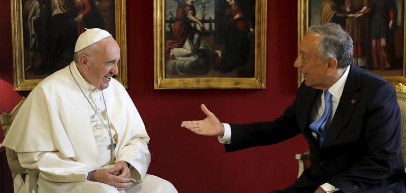 Francisco y el presidente portugués, Marcelo Rebelo de Sous