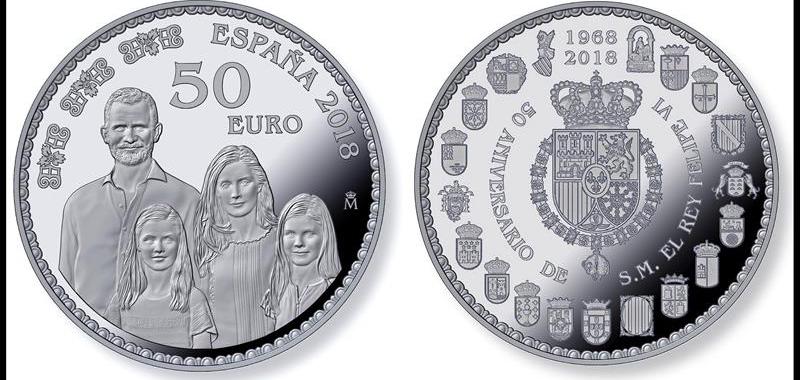Monedas conmemorativas del 50 cumpleaños de Felipe VI