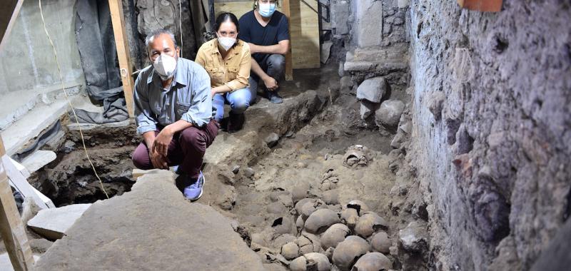 Hallados 119 cráneos en Huei Tzompantli de Tenochtitlan