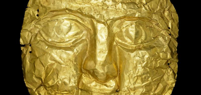 Máscara mortuoria, oro, romana, siglos I-II d.C., Jerusalén