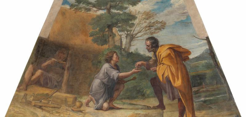 San Diego de Alcalá recibiendo limosna ANNIBALE CARRACCI y FRANCESCO ALBANI