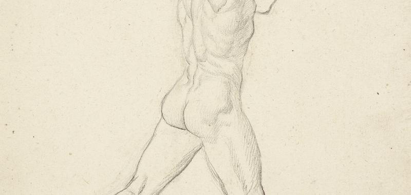 Estudio de desnudo masculino de perfil con un puñal en alto para La muerte de Viriato José de Madrazo 