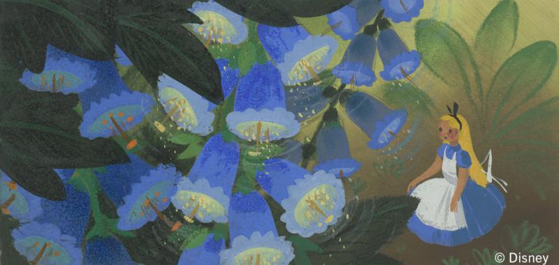Dibujo conceptual de Mary Blair para la adaptación de Walt Disney de Alicia en el país de las maravillas, 1951.